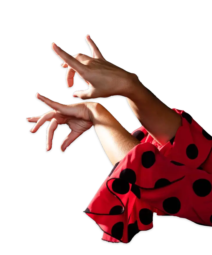 Detalle manos de mujer bailando flamenco